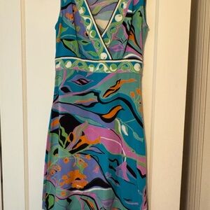 Silk Midi Dress in Multicolor